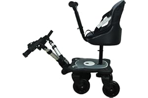 ENGLACHA USA Englacha 2-in-1 Cozy 4-Wheel Rider, Black - Child Rider Stroller Attachment with Saddle Seat and Standing Platform - Universal Fit for Most Prams - Quick and Easy to Use - Designed for Safety