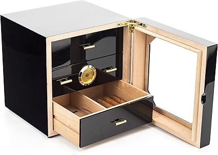 Amazon Com Cigar Humidor Cabinet 3 Drawers Black Desktop 50 80