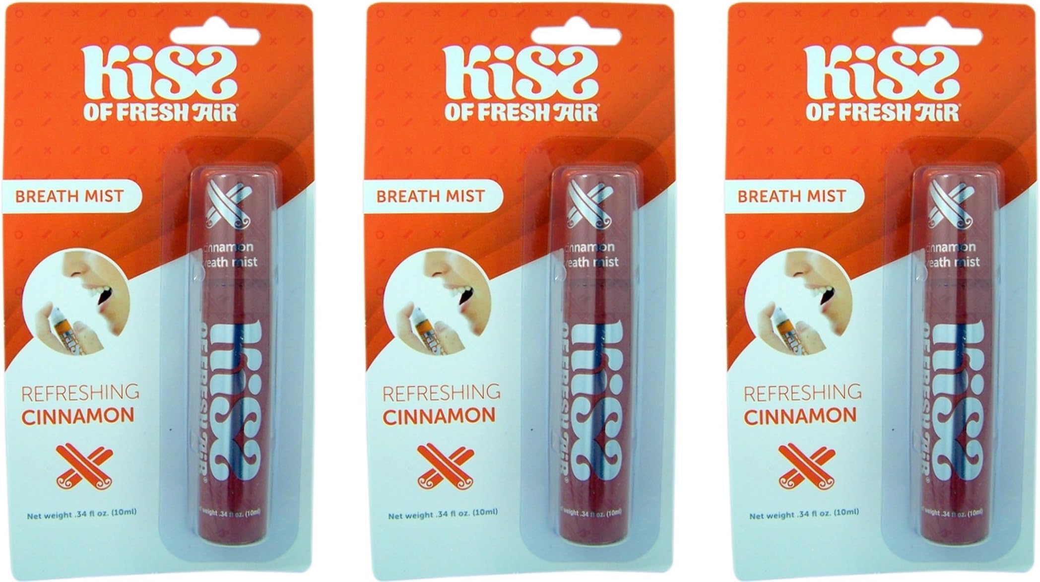 Pack of 3 Kiss of Fresh Air Breath Mist Freshener (Cinnamon)