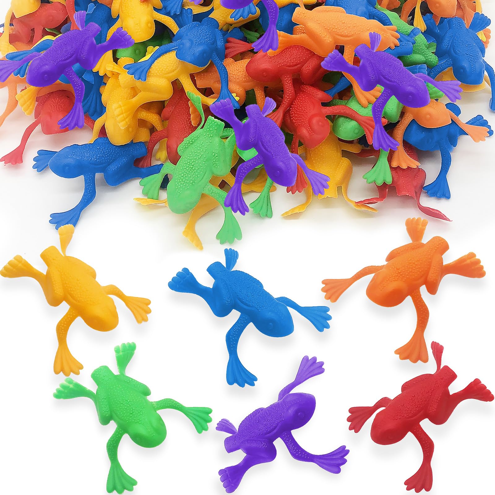 ArtCreativity 144pcs Jump n Leap Frog Toy - 2 Inch Assorted Colors, Cool Jumping Plastic Frogs for Kids - Vibrant Color Variety - Fun Frog Party Favors, Goody Bag Fillers