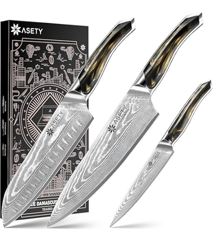 Amazon.com: Damascus Knife Set 3 PCS: Japanese Kitchen Knives with