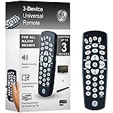 GE Universal Remote Control for Samsung, Vizio, LG, Sony, Sharp, Roku | Apple TV, RCA, Panasonic, Smart TVs, Streaming Players, Blu-ray, DVD, 3-Device, Black, 34456