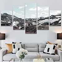 SIGNWIN 5 Panel Canvas Wall Art Modern Art Expressive Landscape Modern Mountain Top Multicolor Photography for Home Decorations Ready to Hang - 60