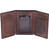 Stealth Mode Trifold Leather Wallet for Men with RFID Blocking