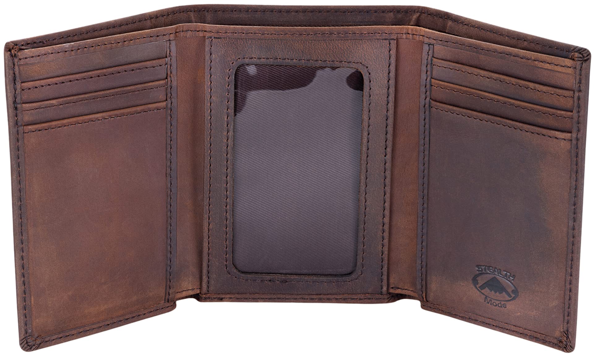 Photo 1 of Stealth Mode Trifold Leather Wallet for Men with RFID Blocking (Brown)
