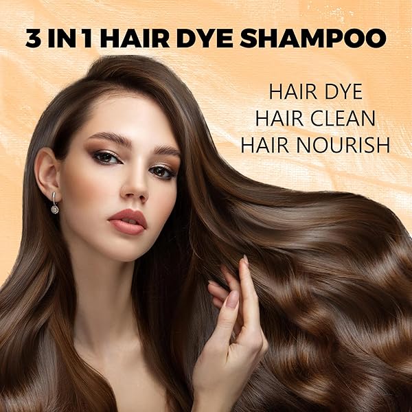 LANCITY HAIR DYE SHAMPOO HERBAL GREY COVERAGE HAIR DYE SHAMPOO 3 IN 1 HAIR COLOR SHAMPOO FOR HAIR INSTANT FOR MEN & WOMEN ( DARK BROWN)