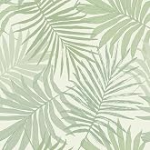 VEELIKE Boho Palm Leaf Peel and Stick Wallpaper Green Tropical Wallpaper for Bedroom Bathroom Renters 17.7''x118'' Prepasted