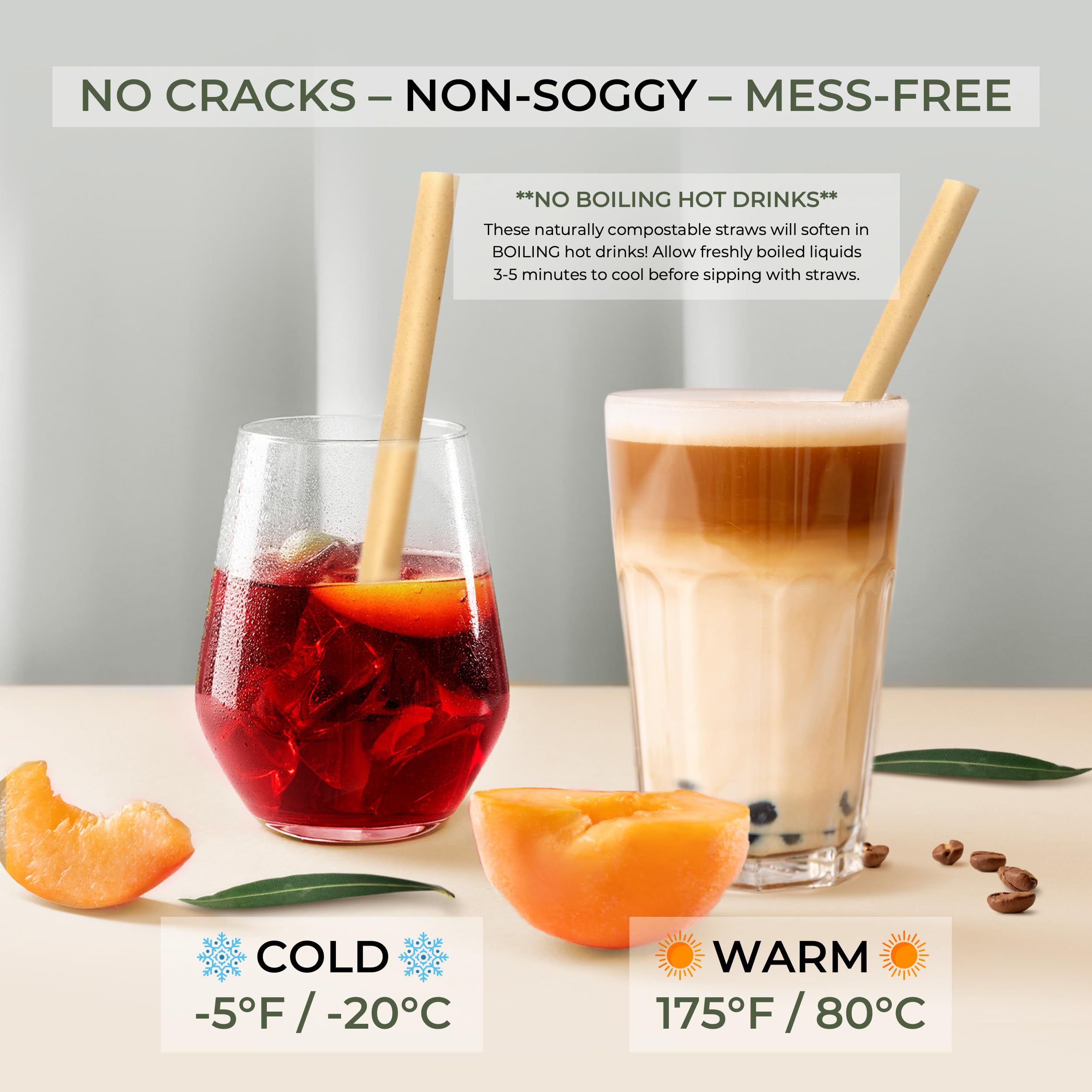 EcoPreps Biodegradable Jumbo Smoothie Straws, Sugarcane Boba Straws - 50 PCS, Extra Wide, 100% Compostable, Plastic-Free, Eco-Friendly Large Wide-Mouthed Straw - 8.3'' Long Sugarcane Disposable Straw - Image 4