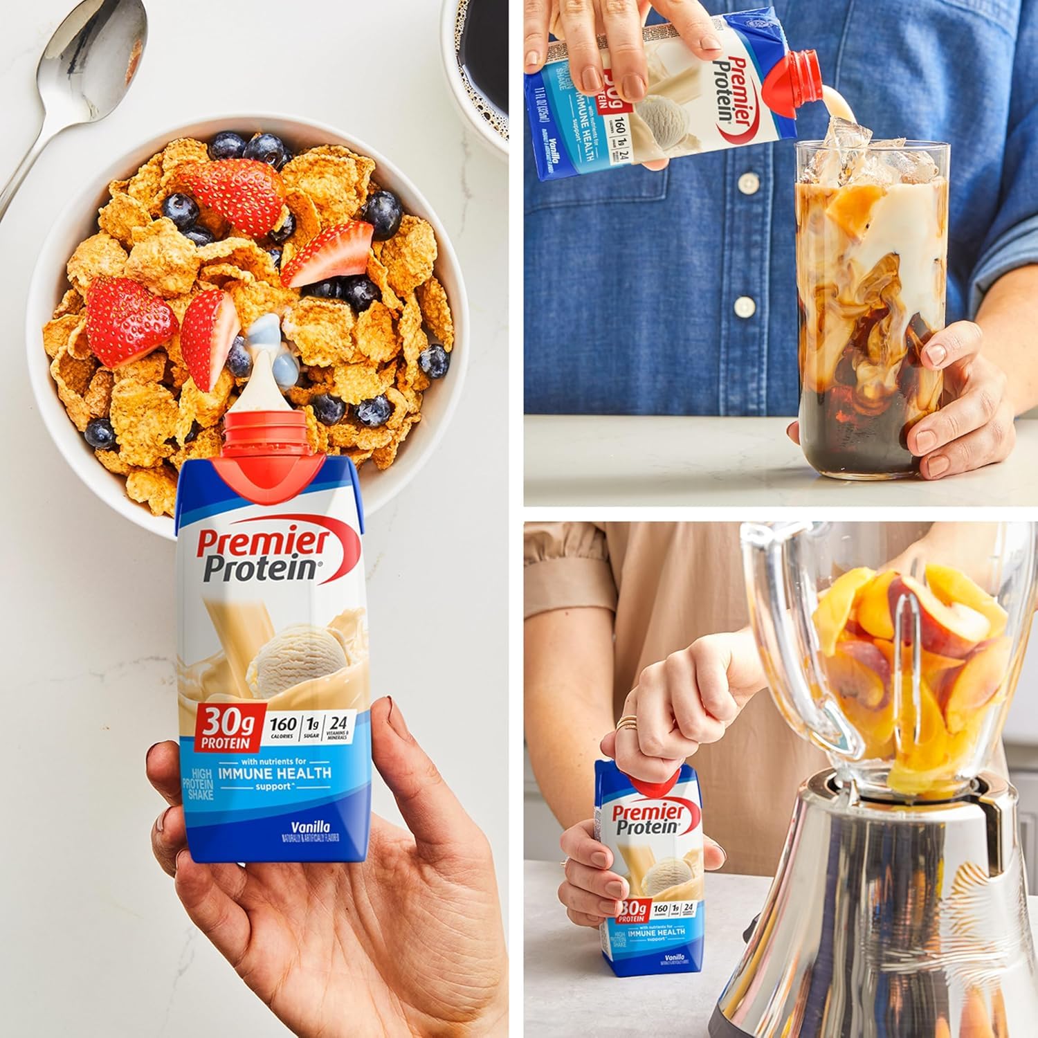 Premier Protein Shake, Vanilla, 30g Protein, No Added Sugar, 24 Vitamins & Minerals to Support Immune Health, 11 fl oz, 12 Pack (Packaging May Vary)