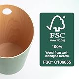 Kazai Bennet Design Paper Bin Green - Real Wood Veneer Waste Basket view 3