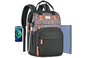 HOBEST Diaper Bag Backpack, Multifunction Large Travel Diaper Bag with Changing Pad and USB Charging Port for Moms Dads, Waterproof Unisex Baby Bag for Boys Girls, Baby Registry Search