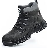 COOU Steel Toe Boots for Women Men Slip & Puncture-Resistant Safety Boots Industrial Construction Steel Toe Shoes for Warehouse, Outdoor Work