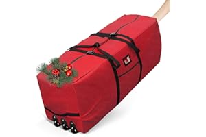 Gabroga Rolling Christmas Tree Storage Bag 7.5ft, Xmas Artificial Tree Storage Bags with 3 Wheels, Heavy Duty 600D Oxford Fab
