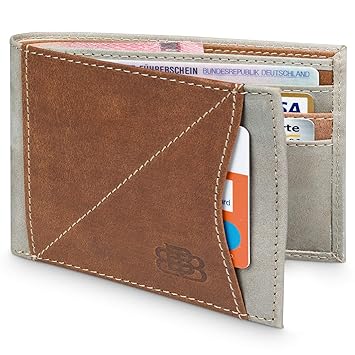 Karten Portemonnaie Herren Leder für 9 Karten ohne Kleingeldfach mit RFID Schutz - Geldbörse ohne Münzfach - Geldbeutel Männe