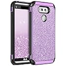 BENTOBEN 2 in 1 Ultra Slim Fit Glitter Bling Hybrid Hard Cover Laminated with Sparkly Shiny Faux Leather Chrome Shockproof Bumper Protective Phone Case for LG V20(2016 Release) for Girls&Women Purple