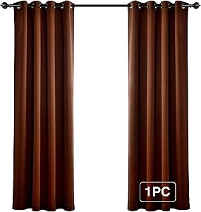 MYSKY HOME Blackout Curtain for Bedroom, Grommet Room Darkening Curtain, Amazing Triple Weave Thermal Insulated Curtain, 1 Curtain Panel (52 x 95 Inch, Brown)