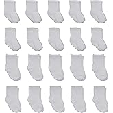 Little Me 20-Pack Newborn Baby Infant & Toddler Unisex Socks, 0-12/12-24 Months, Assorted Size Pack, White