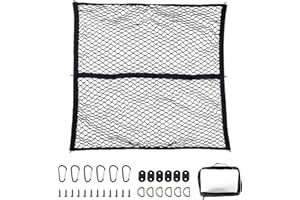 TwoPone Cargo Net for Pickup Truck Bed, Highly Elastic 4'x4' Cargo Net Stretches to 7'x7', Truck Bed Net with 6 Carabiners + 1 Storage Bag, Cargo Net for Trailer, SUV, Boat, Single Layer