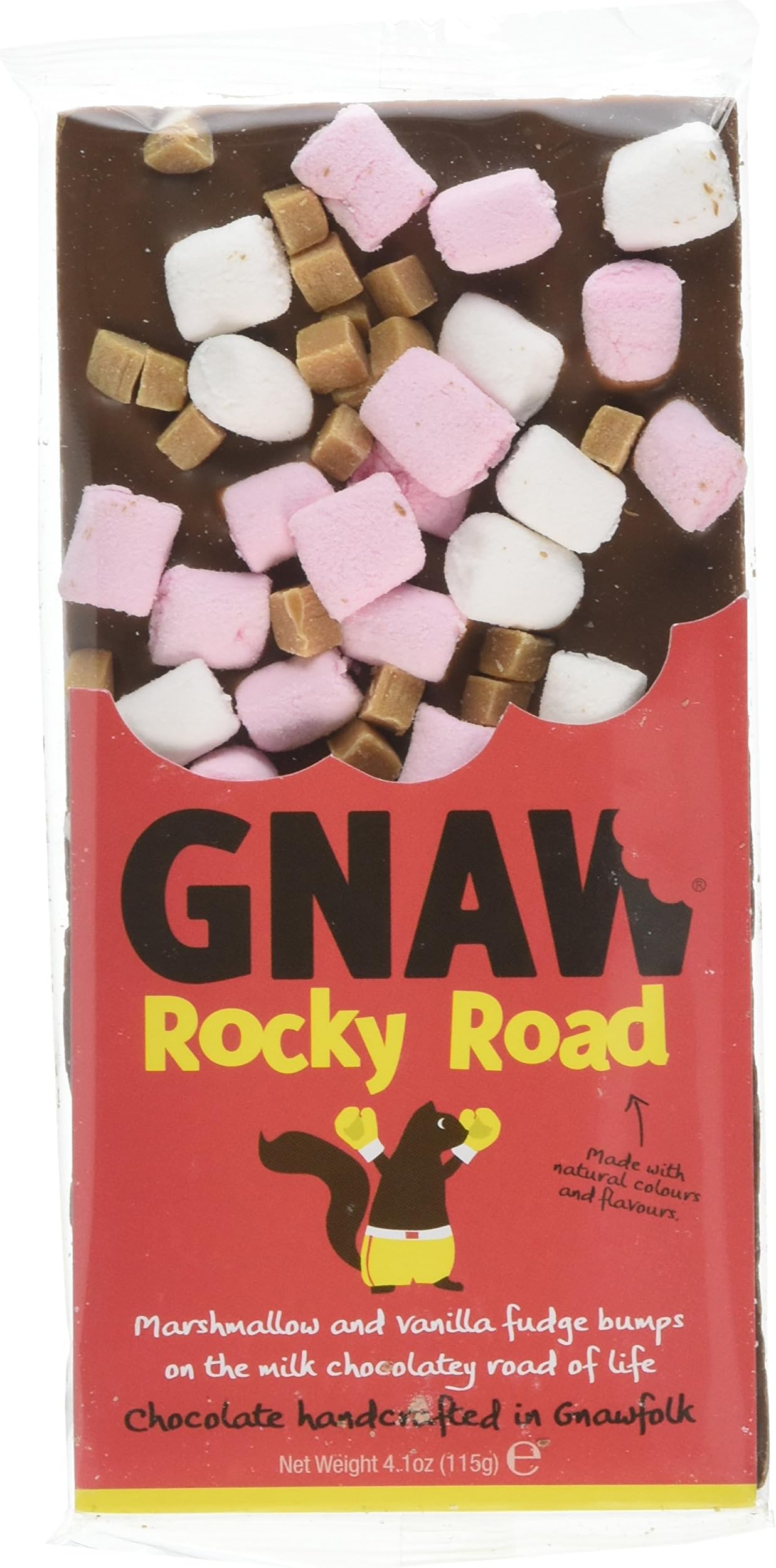 Gnaw Rocky Road Milk Chocolate Bar 115 g (Pack of 4)