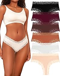 FINETOO Womens Cotton Underwear Sexy Lace Hipster