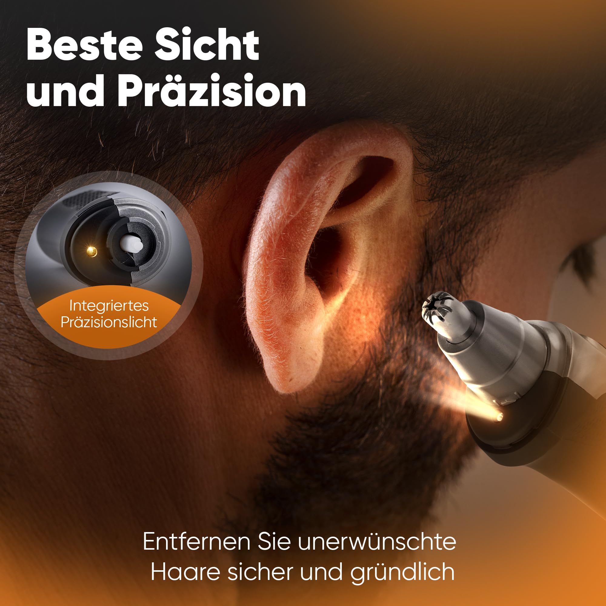 Clatronic® Nasenhaartrimmer Herren | auch für Ohrhaare | mit Licht | Soft-Touch-Gehäuse | Edelstahl-Scherkopf (abnehmbar) | Nasenhaarentferner | Nasenhaare entfernen | Nasentrimmer | NE 3595 2