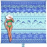 WEKAPO Beach Blanket Waterproof Sandproof Oversized Extra Large Sand Free Beach Mat with Stakes, Storage Bag - Essentials for Outdoor Beach, Picnic (Bohemian Sealife, 11 X 9 FT (1~10 Person))