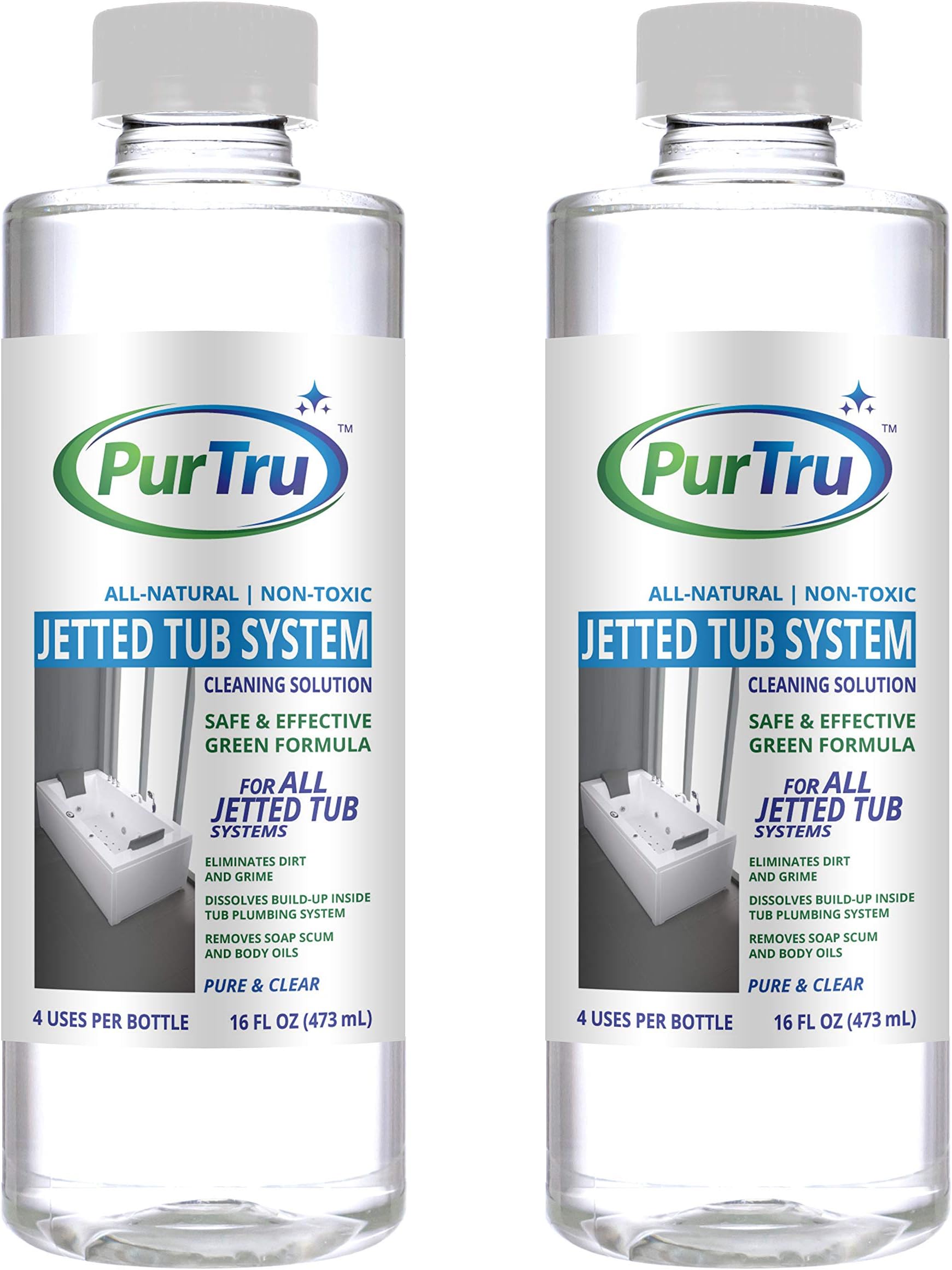 Jetted Tub and Plumbing System Cleaner (2 Pack) - All Natural and Safe Cleaner for Whirlpool, Jacuzzi, Kohler and All Jetted Tubs, Hot Tubs, Bath Tubs and Spa Tubs