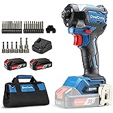 Dong Cheng 20V Brushless Impact Driver, 1840in-lbs Torque, 3200RPM, 4300IPM, 1/4" Hex Chuck, 4 Work Modes, with 2 * 2.0Ah Batteries