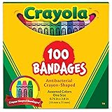Crayola Shaped Antibacterial Kids Bandages, 100 CT | Great for Birthdays, Party Supplies, Stickers, Stocking Stuffer or White
