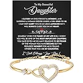 Larvincy To My Daughter Bracelet From Mom & Dad With Heartfelt Message & Elegant Box, Jewelry Gift For Women From Mother Father On Graduation, Birthday, Wedding, Christmas & More