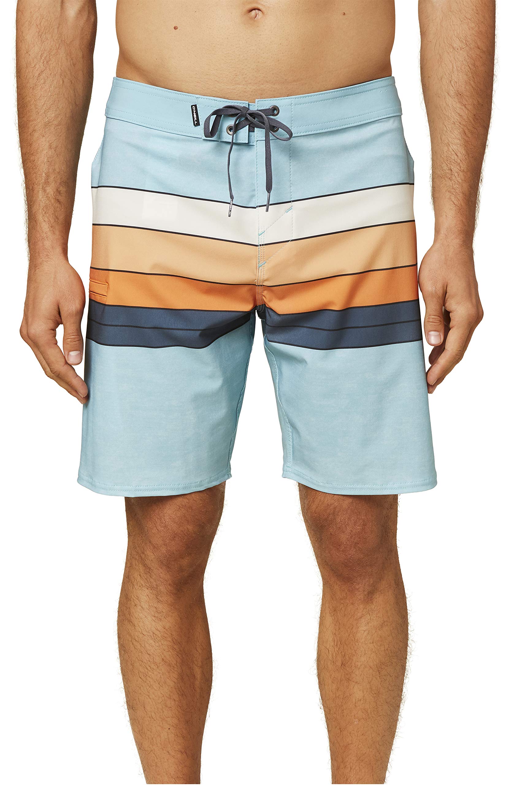 Photo 1 of O'NEILL Men's 19 Inch Stripe Boardshorts - Water Resistant Swim Trunks for Men with Quick Dry Stretch Fabric and Pockets,Pale Blue | Heist,29