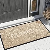 Yimobra Large Welcome Mat 47x32, Waterproof Non-Slip Outdoor Mats for Front Door Outside Entrance, Low-Profile Entryway Mat Indoor for Garage Patio, Beige