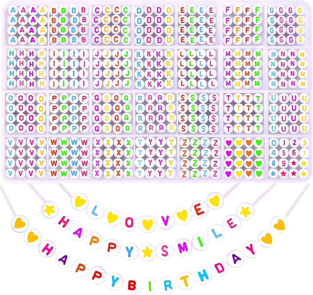 DTYDECLE Colorful Letter Beads Kit 1400pcs A Z Alphabet Beads DIY Jewelry