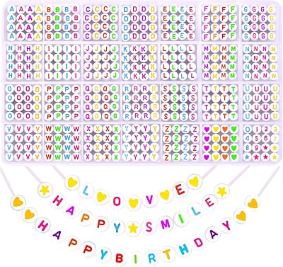 DTYDECLE Colorful Letter Beads Kit 1400pcs A Z Alphabet Beads DIY Jewelry
