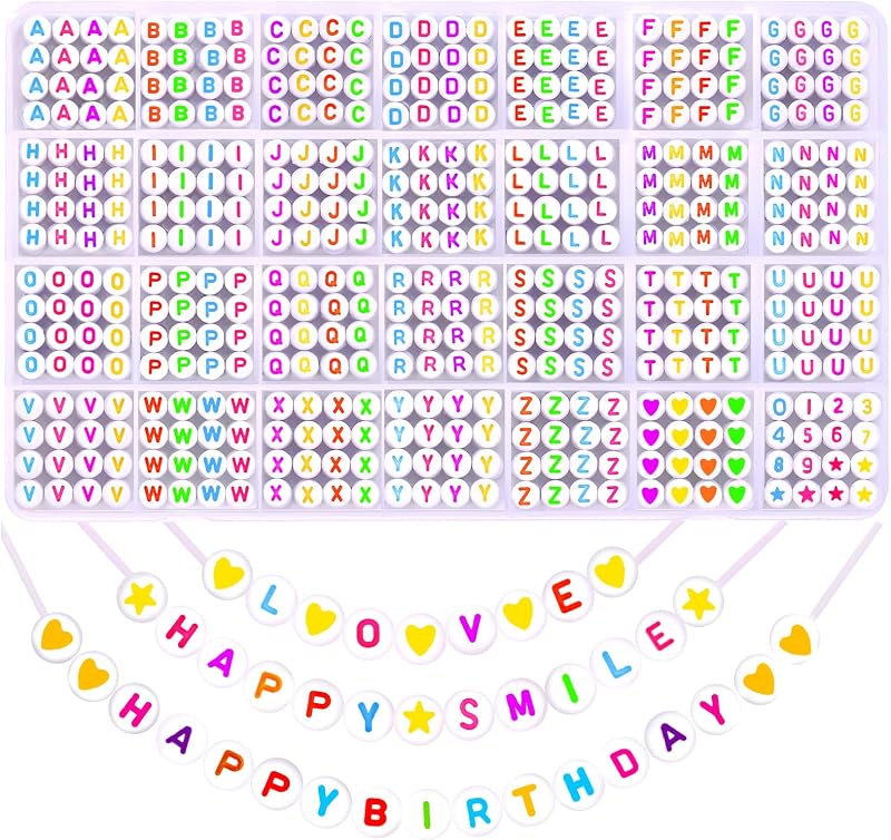 DTYDECLE Colorful Letter Beads Kit 1400pcs A Z Alphabet Beads DIY Jewelry