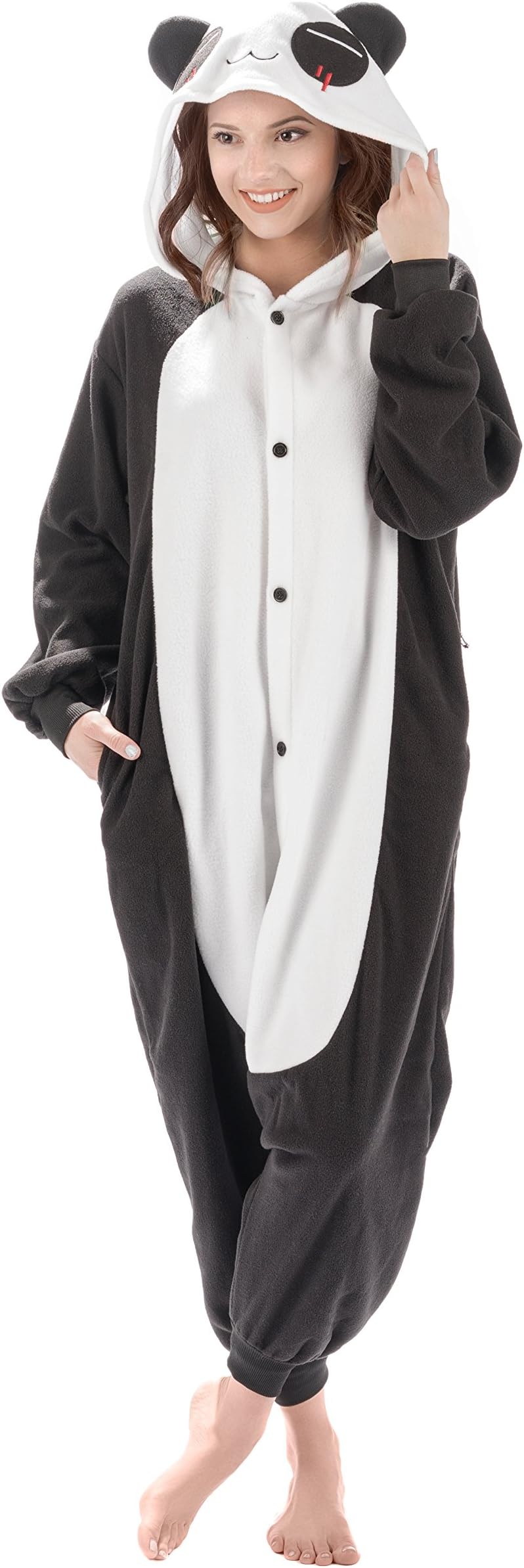 Emolly Fashion Adult Panda Animal Pajama Onesie for Teens and Adults - Soft and Comfortable with Pockets