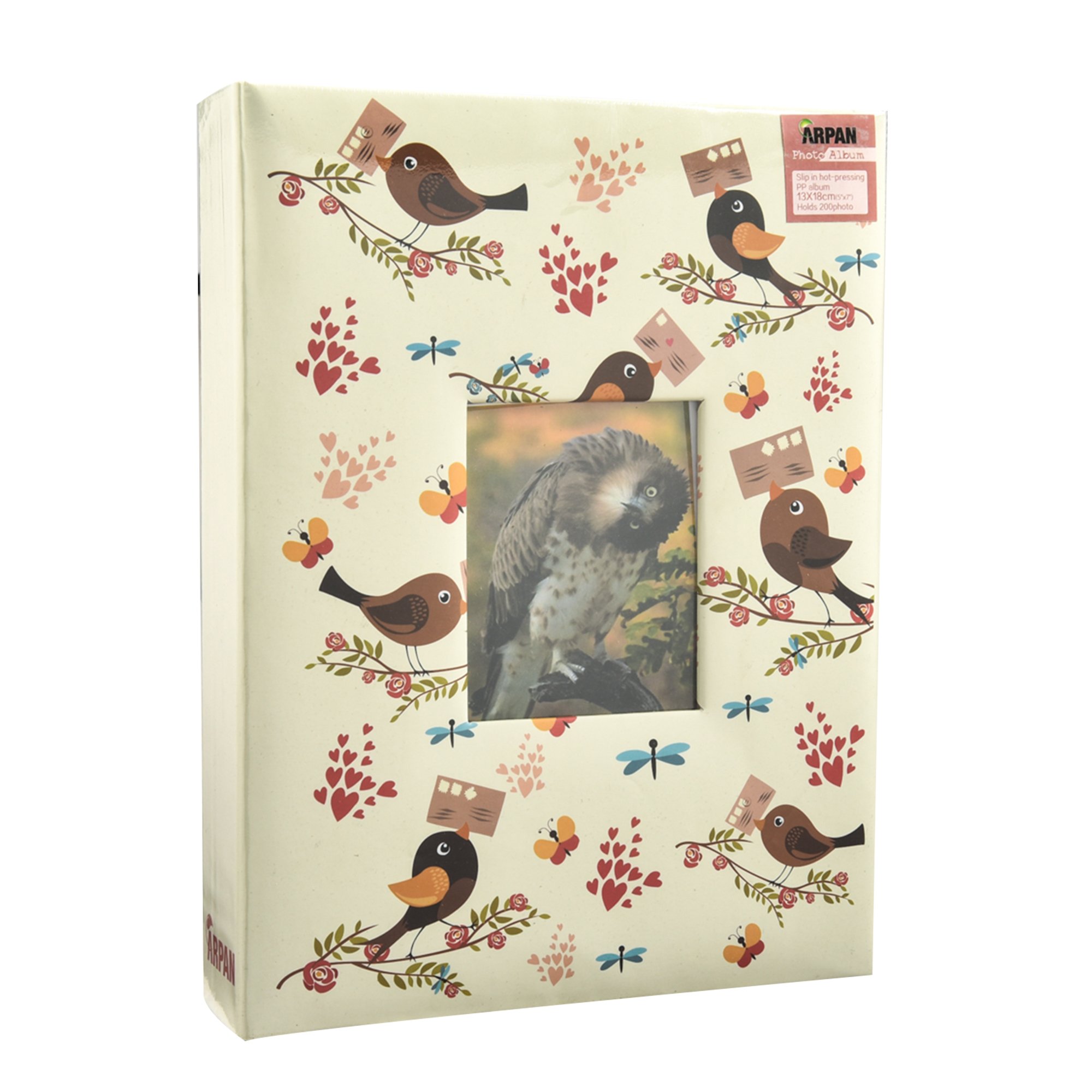 Arpan Fashion Design 200 Holds Photo Album for 5"X7" (13X18cm) Photo with Window (Cream-Bird-Floral)