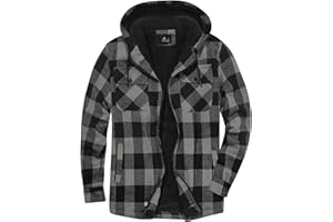ZITY Men's Fleece Flannel Jacket Full Zip Plaid Lumberjack Sherpa Lined Hoodies Winter Warm Coat
