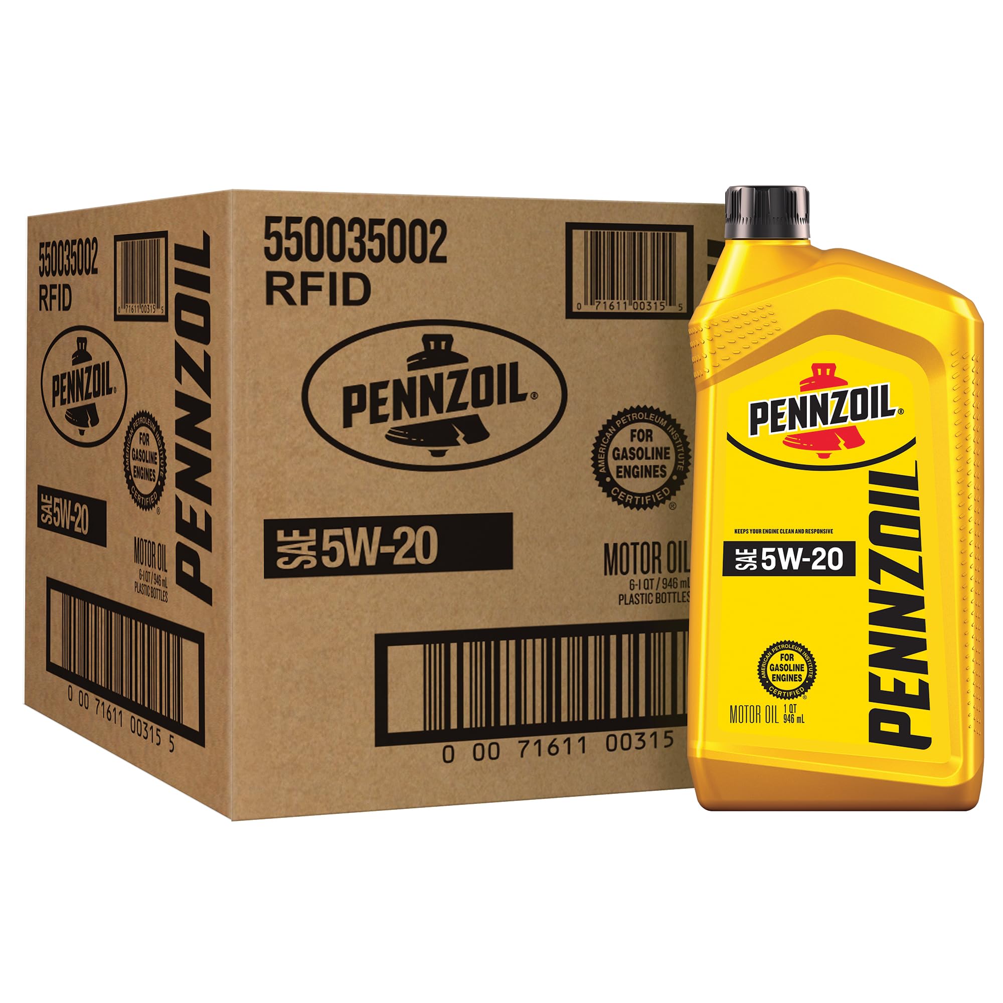 Pennzoil 5W-20 Motor Oil, 1 Quart (6 Pack) Image