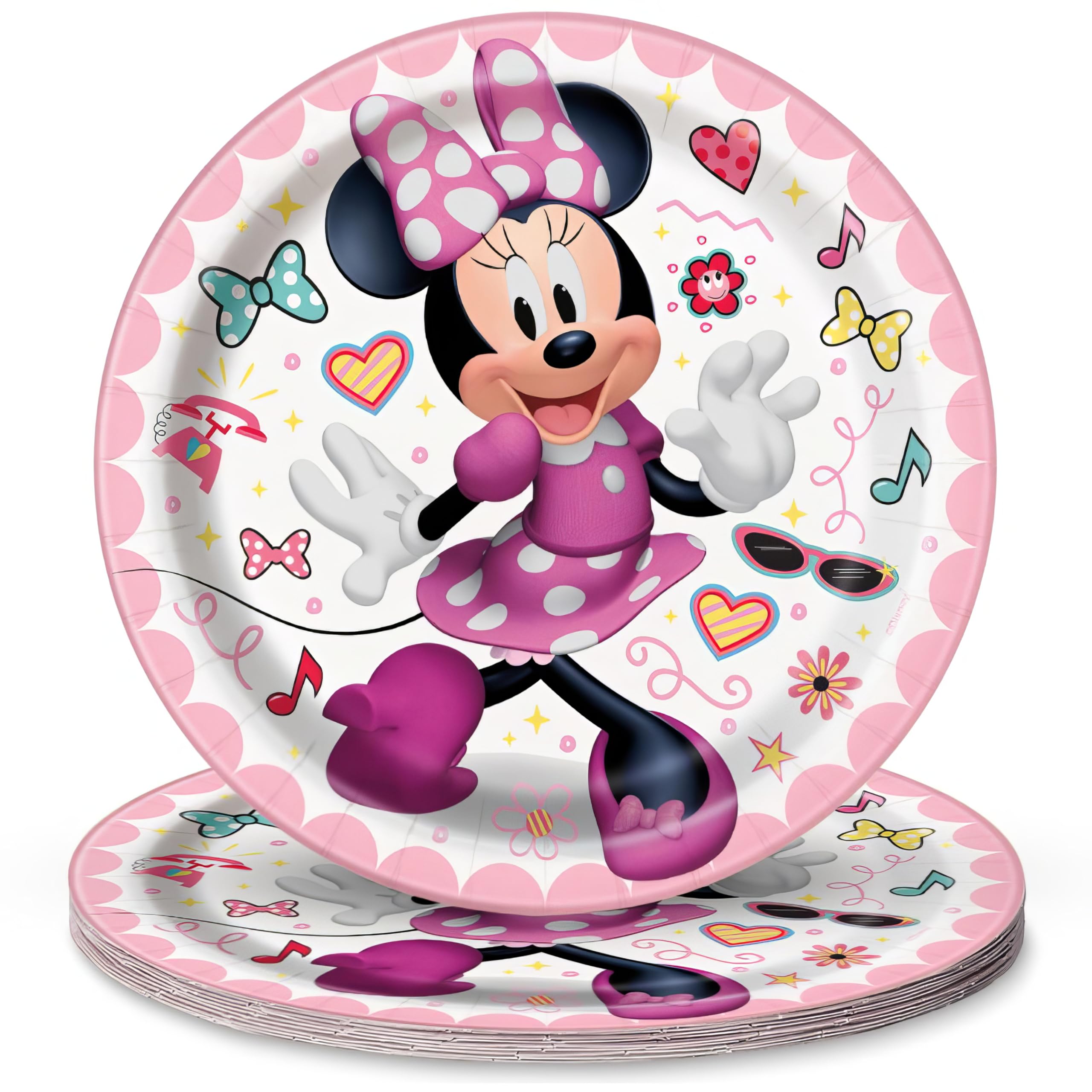 Unique Disney Iconic Minnie Mouse Round 7 Inch Dessert Plates [8 Per Pack]