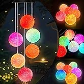 Solar Wind Chime for Outside,Hanging Wind Chimes for Outside,Solar Powered Color Changing Crystal Ball WindChimes,Patio Yard Outdoor Garden Porch Decor,Unique Ourdoor Gifts for Mom Grandma