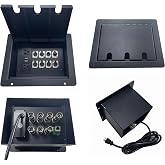 ProSpeakerparts ProCraft Recessed Floor Pocket - High-Capacity Stage Pocket with A 2-Hole Lid; 1 Wired AC Outlet; and 6 XLR Female, 1 XLR Male, and 1 RJ45 Connectors