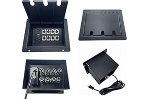ProSpeakerparts ProCraft Recessed Floor Pocket - High-Capacity Stage Pocket with A 2-Hole Lid; 1 Wired AC Outlet; and 6 XLR Female, 1 XLR Male, and 1 RJ45 Connectors