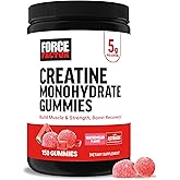 Force Factor Creatine Monohydrate Gummies, 5g Dose for Men & Women to Support Muscle, Strength, Recovery, Cognitive Health & Memory, Watermelon, 150 Gummies