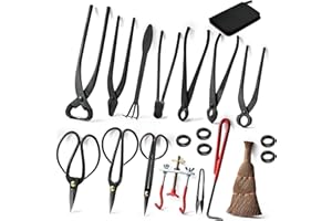 MEFAPE 14-Piece Bonsai Tree Kit, Bonsai Tool Set, Carbon Steel Scissors Cutter Shears, Perfect Gardening Trimming Pruning Tools Jin Pliers, Rake with Spatula Starter Kit