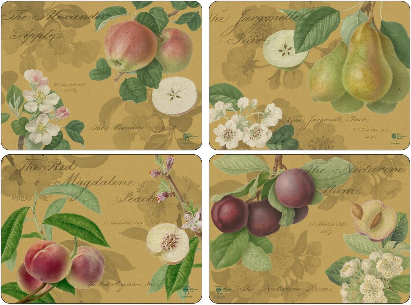 Pimpernel Hooker Fruits Placemats Gold Set of 4 Amazon.co.uk