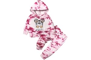 Aulyffo Toddler Girl Clothes,Tie Dye Hoodie Sweatshirt 2 Piece Girls Outfits Pullover Joggers Pants Hooded Sweatsuits Sets