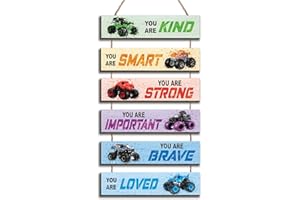 HIWERAN 6 Pcs Racing Car Decor Kids Room Decor Plaque Sign, Racing Car Inspirational Positive Quotes Wall Art Decor Hanging Sign for Teens Children Bedroom Princess Toddler Room-21