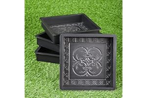 BETONEX Plastic Molds Concrete Set Patio Paving Mold 4 pcs - Big Beautiful Pathmaker Precast Concrete Molds and Forms Stampcrete for Walkways - Large Cobblestone Molds for Concrete, Reusable