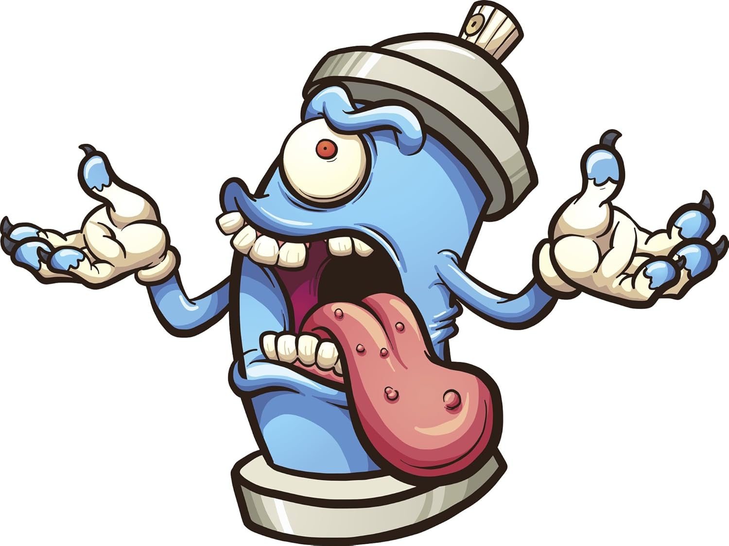 Silly Funny Spray Can Cartoon Emoji Blue Confused Vinyl